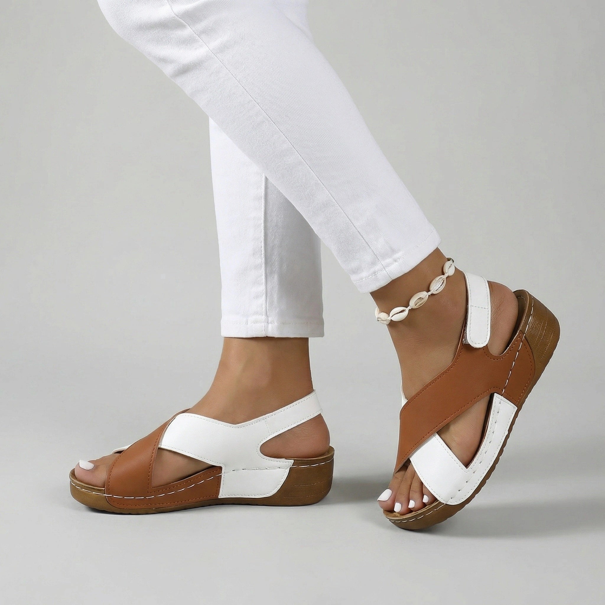 Damskie sandały casual na rzepy ortopedyczne na lato