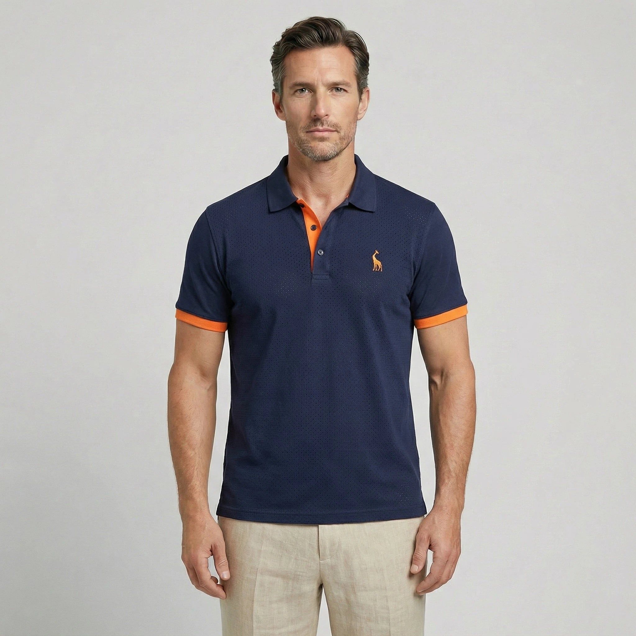 Męska koszulka polo casual z krótkim rękawem i kontrastowym wykończeniem