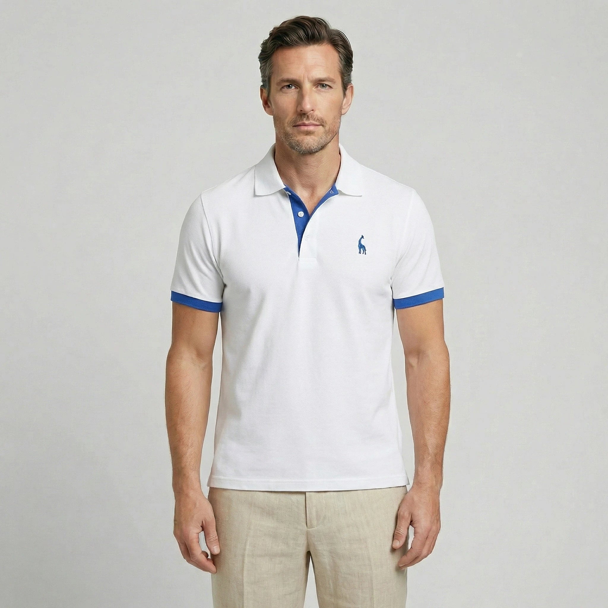 Męska koszulka polo casual z krótkim rękawem i kontrastowym wykończeniem