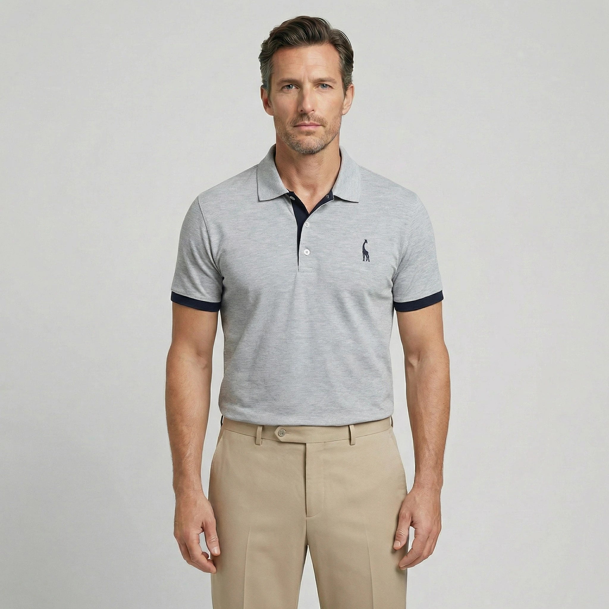 Męska koszulka polo casual z krótkim rękawem i kontrastowym wykończeniem