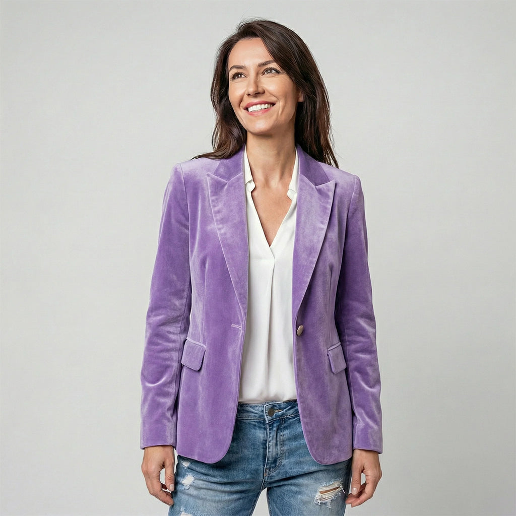 Damska marynarka zapinana na guzik strukturalna na wiosnę